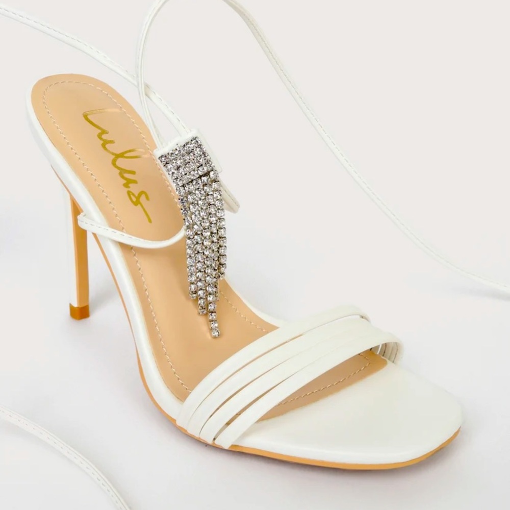 White rhinestone sandal heel